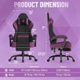 thumbnail image 3 of SOONTRANS Gaming Chair for Adults, Ergonomic Linen Fabric Computer Chair with Massage Lumbar Pillow, Gamer Game Chair with Adjustable Headrest, Comfortable Office Chair for Home, Black and Purple, 3 of 10