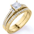 thumbnail image 1 of Impresionante Anillo de Compromiso de Doble Banda Vintage con Diamantes de Talla Princesa de 1,25 Uds, Pavé, en Oro Amarillo de 10 K, 1 of 6