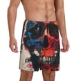 thumbnail image 2 of Balery Abstract Colorful Skull Art Pantalones cortos de pijama de punto de algodón para hombre con cinturilla y bolsillos-Medium, 2 of 6
