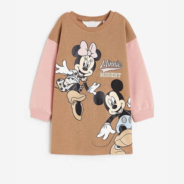 Falda de princesa de manga larga para niñas, disfraz de Mickey Minne, vestidos de dibujos animados para bebés, novedad de primavera y otoño de Disney