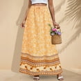 thumbnail image 4 of vigerkar Womens Boho Maxi Skirt 2025 Summer Floral Print Flowy Long Skirts Trendy Smocked High Waisted Tiered Maxi Skirts Yellow, XXL, 4 of 9