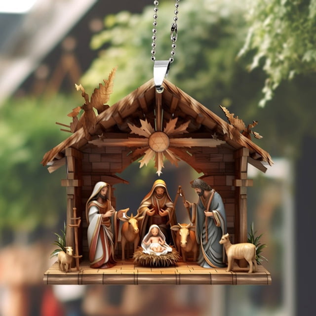 pstuiky Llavero acrílico con efecto de impresión 3D, colgante decorativo para coche, adorno para retrovisor, artículos religiosos