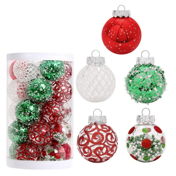 Vikakiooze 2023 25pcs Christmas Tree Ornament Pendant Party Supplies Tree Hanging Plastic Ball