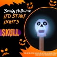thumbnail image 3 of (5) Halloween Solar LED Skull Stake Lights, 13in Easy Install Plastic Solar-Powered Yard Stakes Spooky Lantern Pathway Markers Outdoor Waterproof Garden Light Haunted House Night Props, 3 of 8