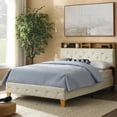 thumbnail image 2 of SESSLIFE Platform Bed Frame Queen, Beige Upholstered Platform Bed with Outlet & USB Ports, No Box Spring Needed, Easy Assembly, 2 of 10
