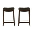 thumbnail image 2 of Linon Cessford 26.5" Backless Counter Stool, Dark Brown with Brown Faux Leather, Includes 2 Stools, 2 of 5