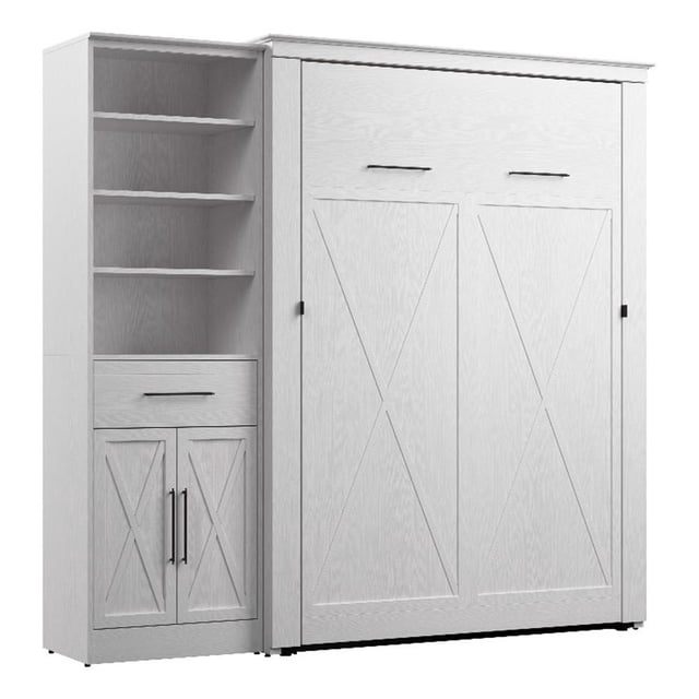 Pemberly Row Lit Escamotable Complet avec Garde-Robe (88"W) - Bois Manufacturé Blanc