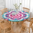 thumbnail image 3 of Pink Blue Tie Dye Mandala Round Fitted Tablecloth with Elastic Edge,Dining Table Cover Waterproof,Outdoor Round Tablecloth for Camping,Dining,Indoor and Outdoor, 3 of 7