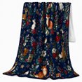 thumbnail image 2 of Festive Woodland Animals in Whimsical Holiday Style for Animal Lovers, Fox Rabbit Holly Scene, Cozy Flannel Blanket for Bedroom and Family Room, Christmas Gift, Woodland Home Decor, 2 of 9