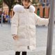 thumbnail image 4 of Parkas de manga larga para niños, de invierno, de color liso, gruesas, rellenas de plumón, resistentes al viento y cálidas, con capucha, chaqueta de longitud media, con cuello grande, para niñas, part, 4 of 9