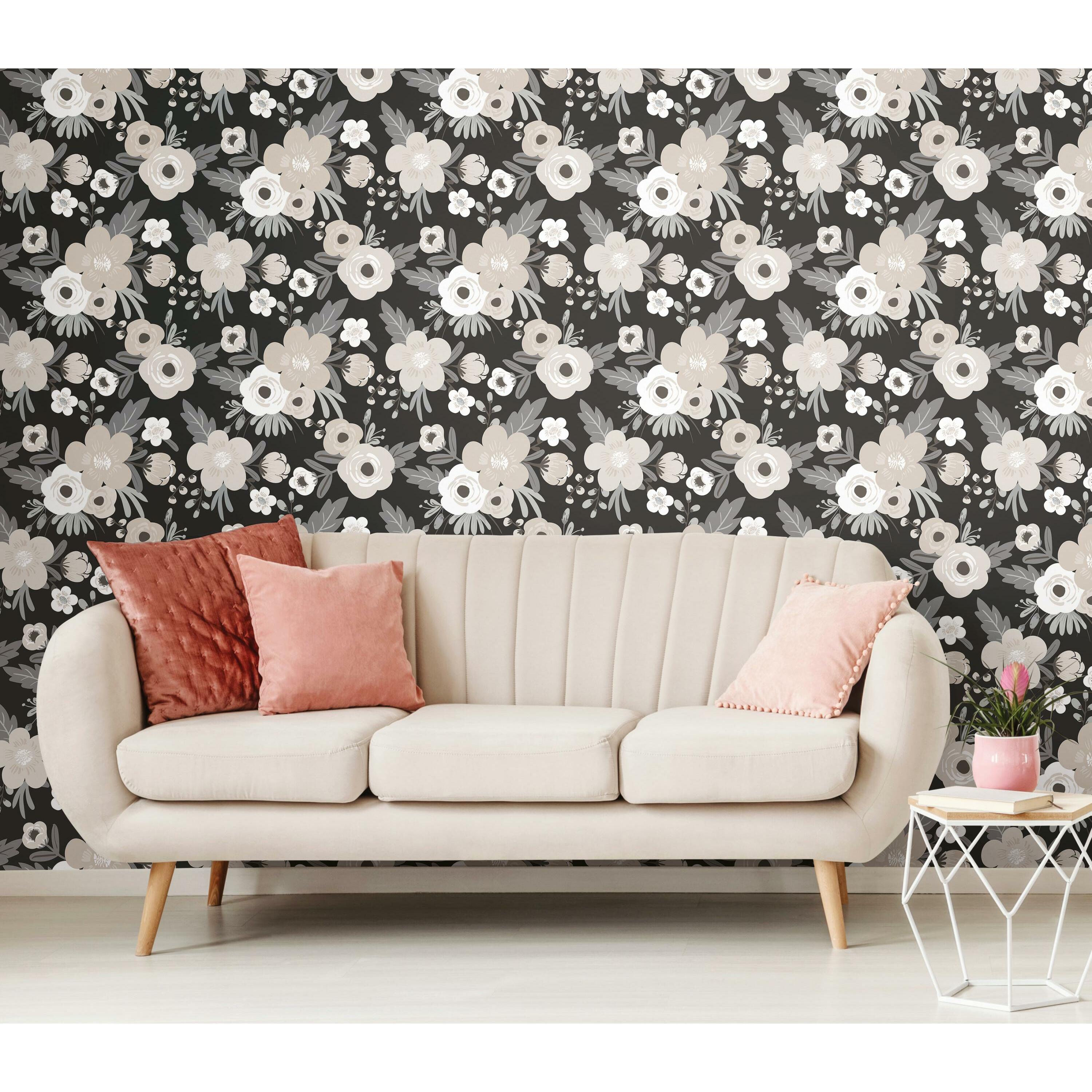 RoomMates Poppy Floral Black Peel and Stick Wallpaper - Walmart.com