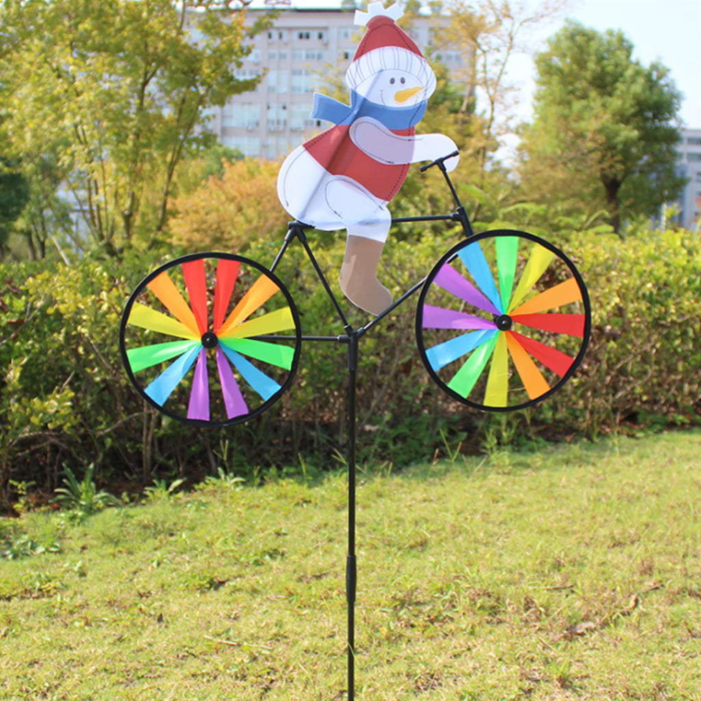 Large Snowman Santa Claus On Bike Windmill Wind Yard Garden Decor Christmas Gift 