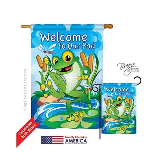 Breeze Decor 10041 Frog 2-Sided Vertical Impression House Flag - 28 x 40 in.