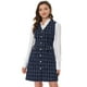 thumbnail image 1 of Vestido sin mangas a cuadros de tweed vintage con bolsillos delanteros y botones con cuello en V para mujer Azul oscuro XL, 1 of 5