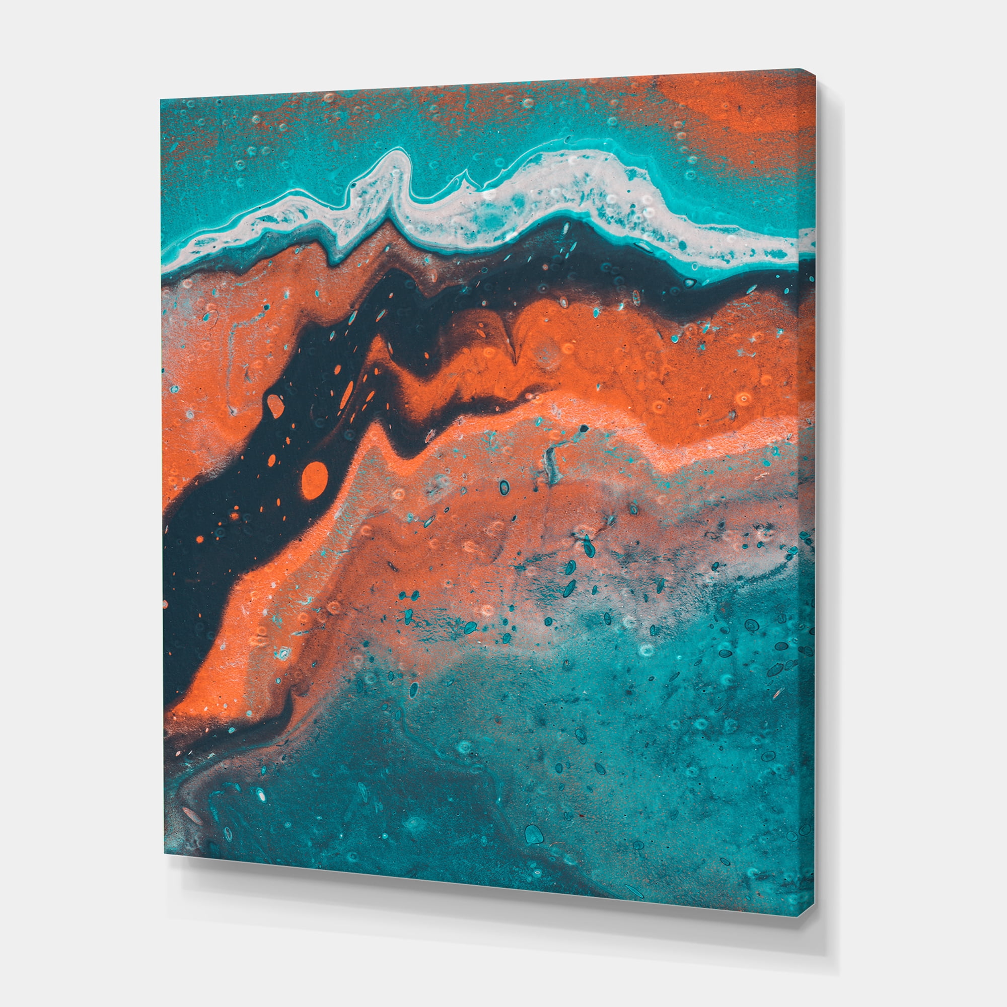 Designart ' Abstract Marble Composition In Orange and Blue VI ' Modern Canvas Wall Art Print