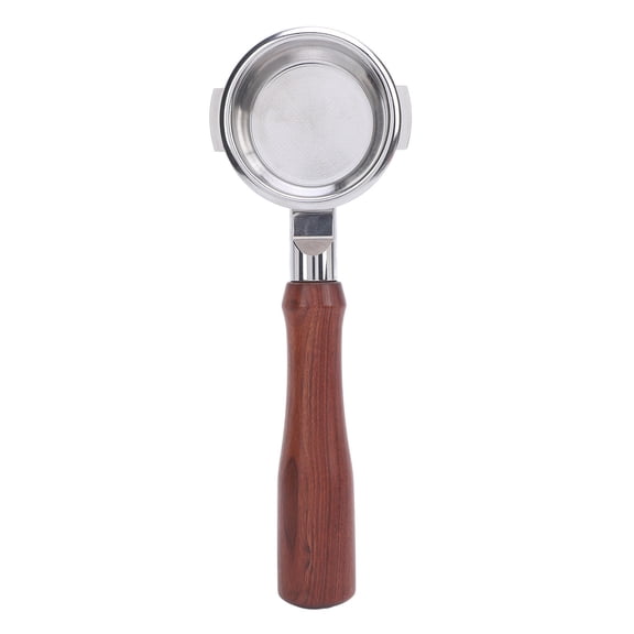 BIMZUC 58mm Stainless‑Steel Bottomless Portafilter with Wooden Handle – Portable, Easy‑Clean, Stylish Design for Espresso Machines