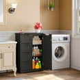 thumbnail image 2 of Aiho 33" Bathroom Storage Cabinet, Bathroom Floor Cabinet with 4 Drawer & 2 Shelves, Wooden Freestanding Cupboard for Bathroom - Black, 2 of 7