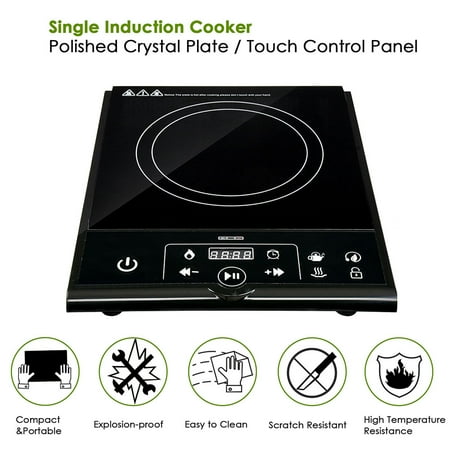 Built In Electric Hot Plate - Yescom ETL Approved 1800W Electric Induction Cooker Single Portable Burner Cooktop Digital Touch Control Safety Lock