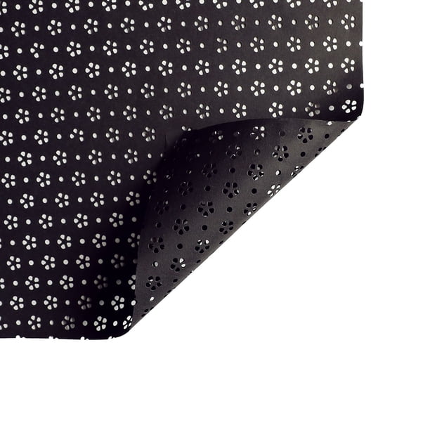 Zhuge Papel para envolver regalos, papel hueco monocromático impermeable con diseño de flor de cerezo, papel para envolver flores (negro)