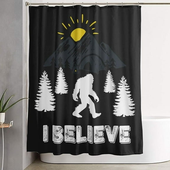 Believe Bigfoot Shower Curtain for Bathroom Quick-Drying Bigfoot Bath Curtain for Bathroom