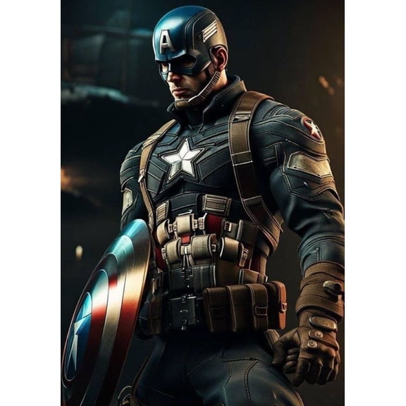 Captain America Diamond Art Painting Kit - For Beginners Full Diamond Diamond Dot Painting Round 5D Diamond Painting Picture Gemstone DIY Adult Crafts 12x16inch