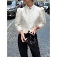thumbnail image 6 of Women'S Elegant Solid Single Breasted High Street Jacket for Party and Chic Outwear Apricot S, 6 of 9