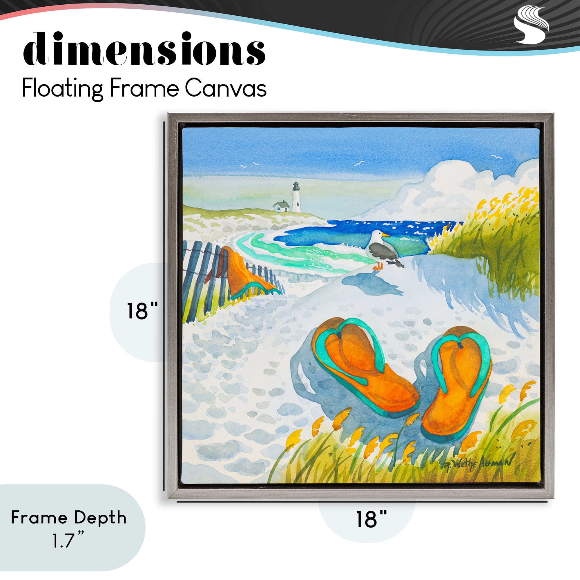 Stupell Industries Seagull & Flip Flops Gray Framed Floater Canvas Wall Art, design by Robin Altman