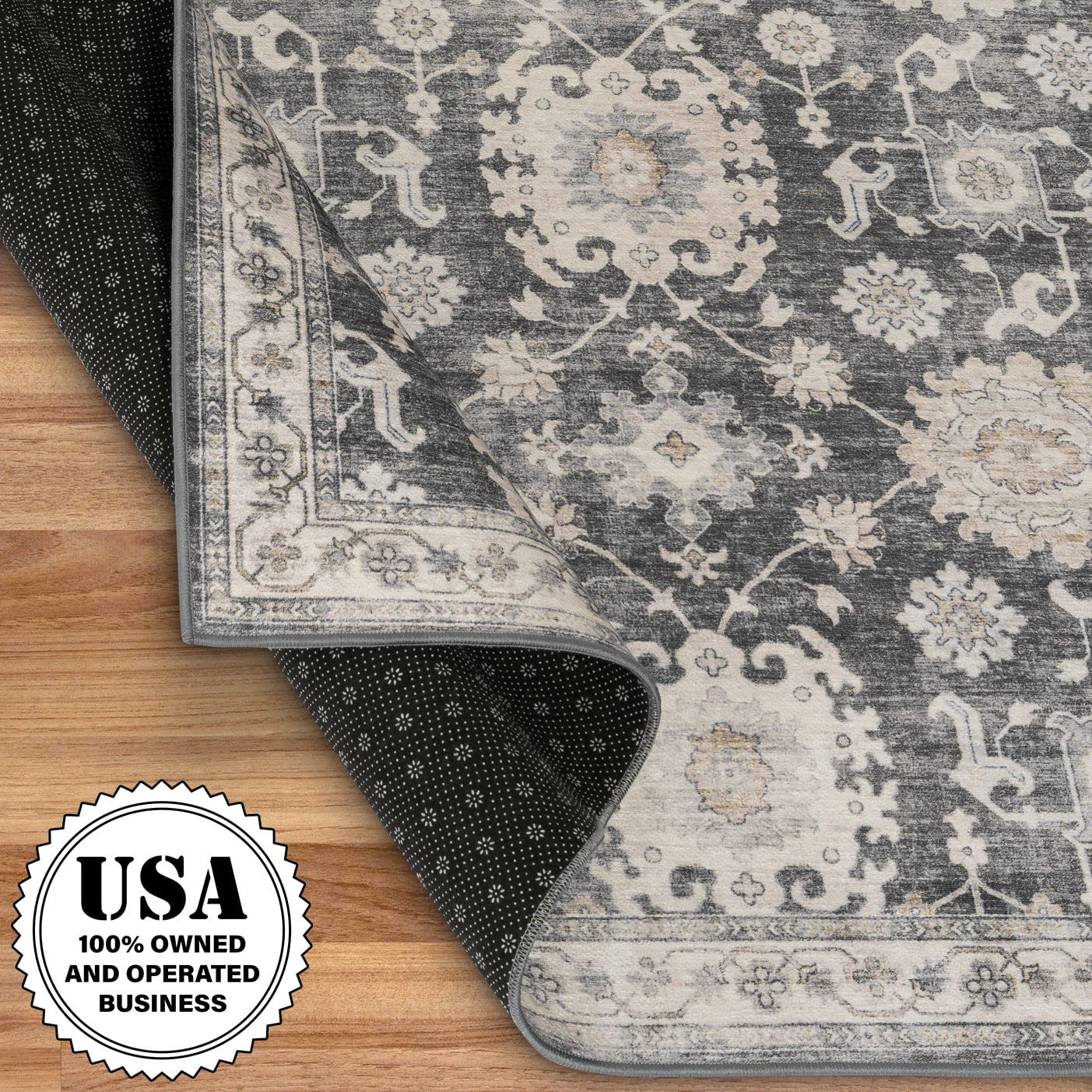 ReaLife Machine Washable Rug - Stain Resistant, Non-Shed - Eco-Friendly, Padded, Family & Pet Friendly - Made from Premium Recycled Fibers - Bryn Vintage Distressed- Gray Beige Ivory - 3' x 5'