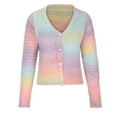 thumbnail image 5 of Fesfesfes Sweater Jacket for Women Casual Long Sleeve Button Tie-dyed Short Sweater Ladies Outwear, 5 of 6