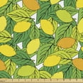 thumbnail image 1 of Lemons Fabric by the Yard, Hand Drawn Citrus Doodle Colorful Sketch Illustration, Upholstery Fabric for Dining Chairs Home Decor Accents, Green Yellow by Ambesonne, 1 of 5