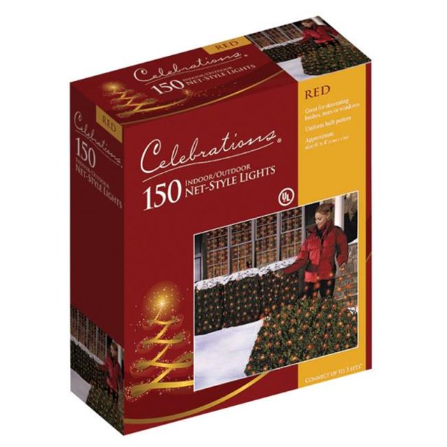 Celebrations 48953-71 150 Red Commercial Net Lights 4 x 6 ft.