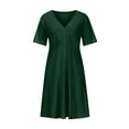 thumbnail image 6 of Tejiojio Summer Dresses for Women Womens Casual Plus Size V-Neck Solid Short Sleeve Boho Dress Swing Dress With Pockets, 6 of 7