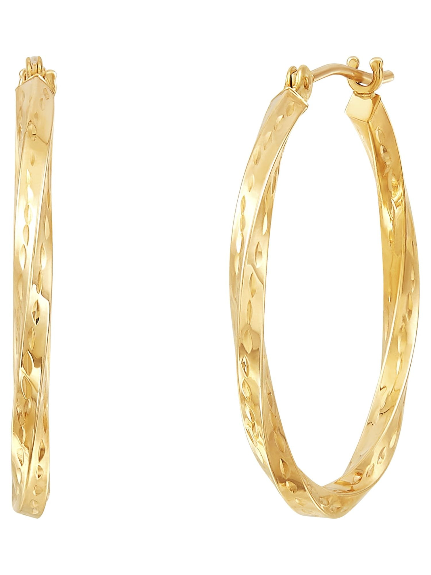 Brilliance Fine Jewelry 10K Yellow Gold Diamond-Cut Twist Earrings