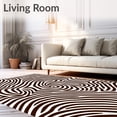 thumbnail image 2 of ODIKA 6'x9' Machine Washable Non-Slip Area Rug, Wavy Spiral Funky Groovy Retro Hipster Dorm Textile High Traffic Rug, Brown, 578938, 2 of 7
