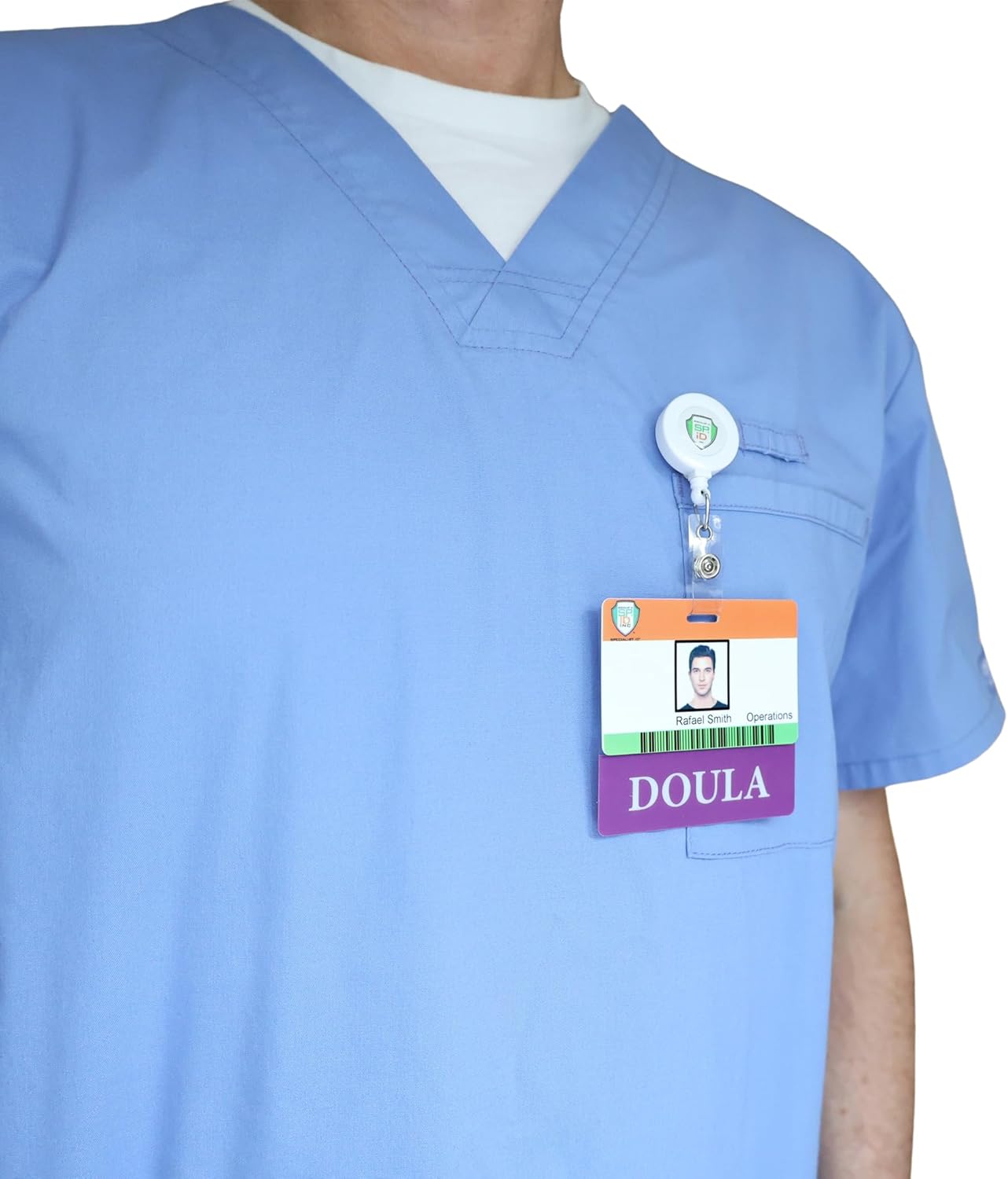 5 Pack - Clear Doula Badge Buddy Horizontal - Hospital & Nurse ID Backer Cards - Transparent Title / Role Identifier - Wear Behind Medical Name Badge on I’D Reel or Lanyard by Specialist ID (Purple)