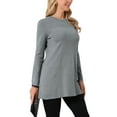 thumbnail image 4 of INSPIRE CHIC Women's Fall Winter Sweater Dress Crewneck Long Sleeve Oversized Tunic Sweater Loose A-Lined Pullover Top L Grey, 4 of 6
