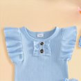 thumbnail image 6 of Paguaki Baby Girl Clothes Toddler Baby Girl Clothes 3 6 9 12 18 24 Months Summer Outfits Solid Short Sleeve Sweatshirt Tops +Romper Shorts Set, 6 of 6