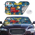 thumbnail image 2 of Uemuo Vehicles Cartoon with Funny Drivers Pattern Accordion Car Windshield Sun Shade, Foldable Reflective Sun Visor for Car, Reflector Windshield Sunshade-, 2 of 7