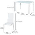 thumbnail image 2 of White 5-Piece Rectangular Glass Dining Table Set with Metal Frame & Faux Leather Chairs for Kitchen or Dining Room - 47.2" x 27.6", 2 of 7