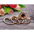 thumbnail image 4 of Milgrain 10k Rose Gold 3 Carat Black Diamond Moissanite Engagement Ring Trio Set Wedding Ring 8x5mm Pear Shape Curved V-Shape Stacking Matching Wedding Band Art Deco Halo Ring, 4 of 5