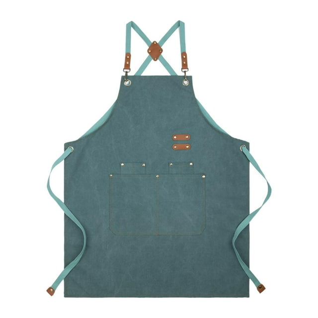 Delantal de lona, delantal de mezclilla, cómodo delantal con pechera alta y correa ajustable, delantal de trabajo para chefs, manualidades, cocina, ba