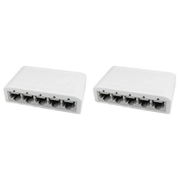 2X 5 Port Data Switch,Network Hub,Desktop Ethernet Splitter,Plug & Play Shielded Ports Fanless Quiet
