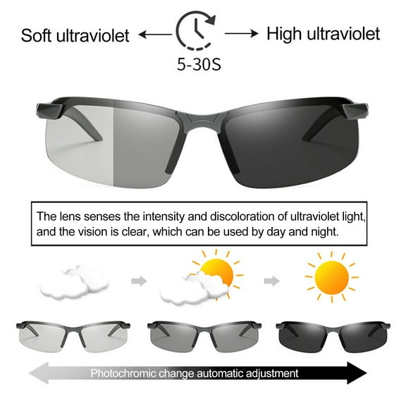 Huepoe 1/2PCS Polarized Sunglasses UV400 Protection Retro Rimless PC Lens Lightweight Unisex for Day/Night Outdoor