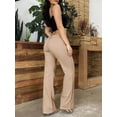 thumbnail image 3 of Pantalones elásticos de cintura baja para mujer con bolsillos Pantalones de vestir de pierna acampanada Pantalones pequeños para trabajo de oficina BusinessE-gray-low RiseX-Small, 3 of 5