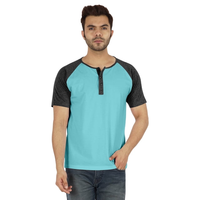 Inkmeso Short Raglan Sleeve Cotton Lightweight Solid T-Shirts Classic Henley T-Shirt For Mens