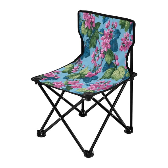 Folding Chair（Maximum weight capacity 220lb）Camping Chair For Camping Picnicking Outdoor Beach and Travel Floral Pink and Blue