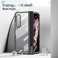thumbnail image 2 of Mantto Shockproof Plating Hard PC Hard Premium Clear Crystal Transparent Plating Case Anti-Scratch Tempered Glass Screen Protector Cover For Samsung Galaxy Z Fold 3 5G (Black), 2 of 6