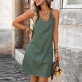 thumbnail image 3 of YuXingFu Casual Dresses for Women Mid-Length Crew Neck Plus Size Womens Dress Sleeveless with Pocket Casual Summer White S, 3 of 9