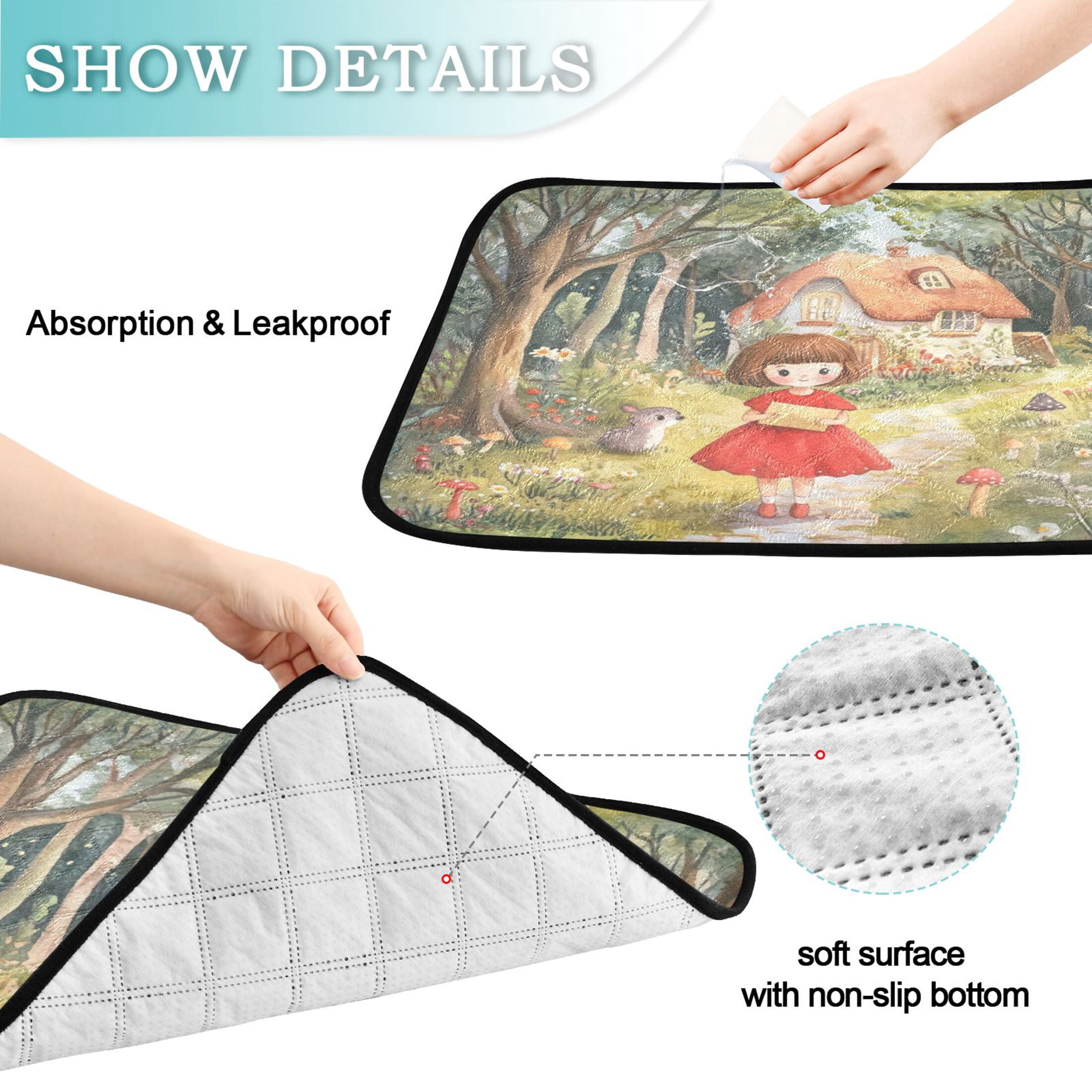 Qxltty Forest Cabin Cat litter Pads Pet Set of 3 Diaper Mats Center Anti-leakage Layer Absorbent Soft and Comfortable
