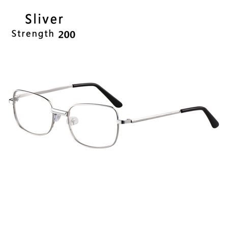 Unisex Eye wear Ultra Light Resin Metal Reading Glasses +1.00~+4.0 Diopter Eyeglasses Vision Care SILVER STRENGTH 200